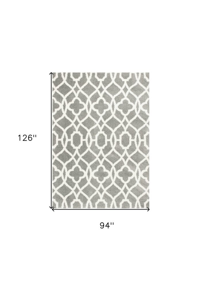 8' X 11' Gray And Ivory Ogee Area Rug