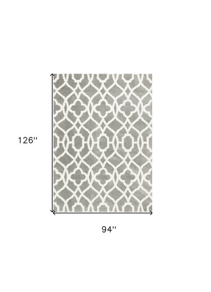 8' X 11' Gray And Ivory Ogee Area Rug