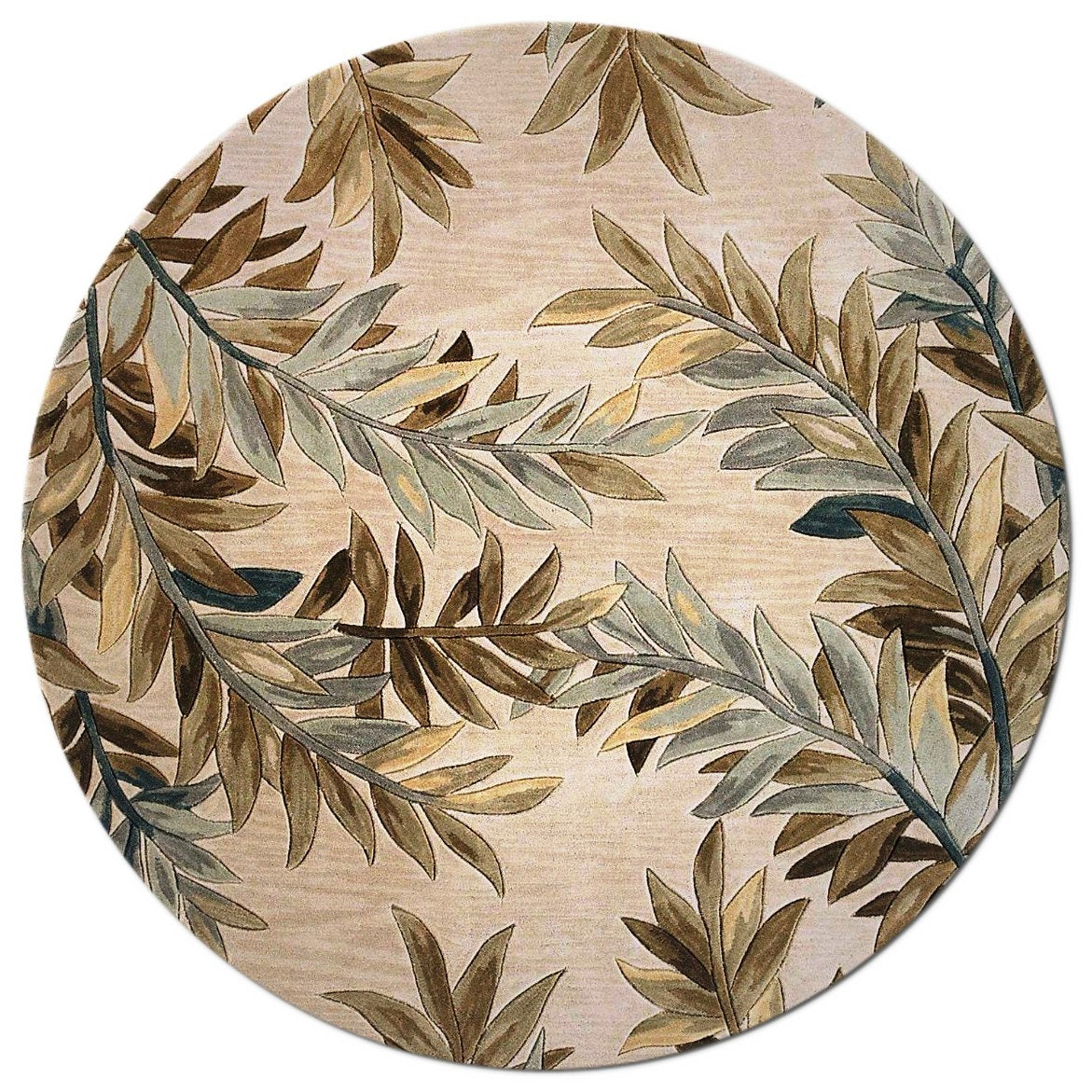 5' X 8' Ivory Hand Tufted Pinnate Fronds Indoor Area Rug