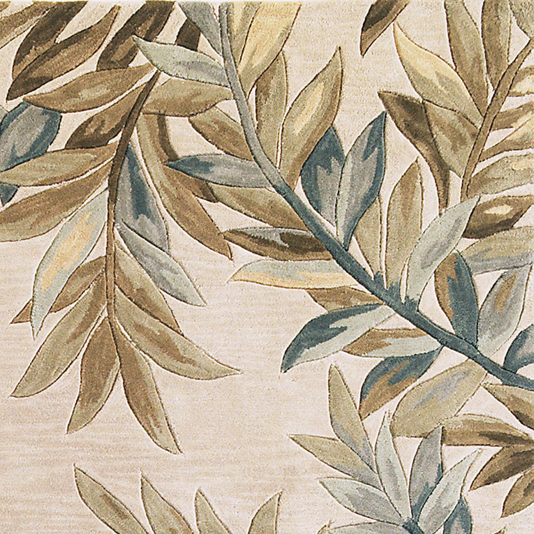 5' X 8' Ivory Hand Tufted Pinnate Fronds Indoor Area Rug