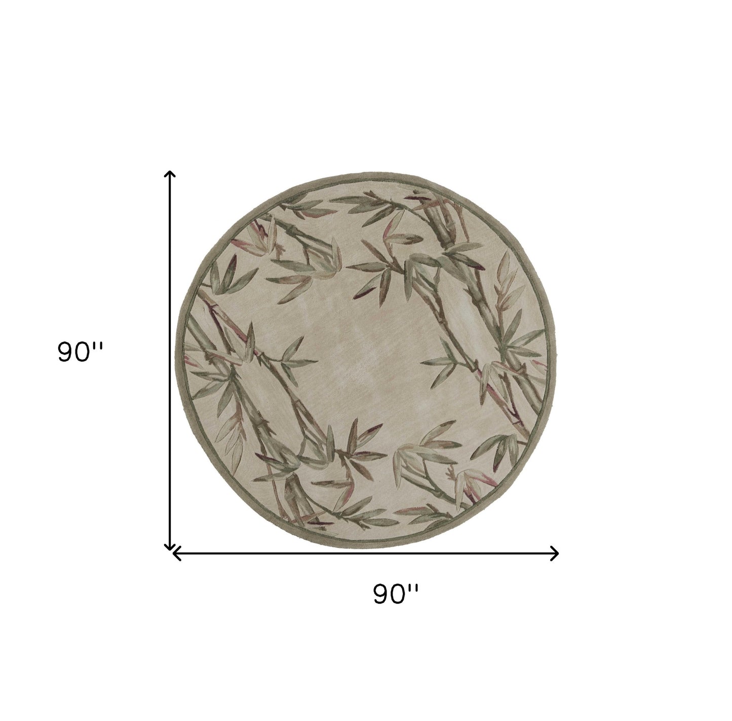 6' Ivory Hand Tufted Tropical Bamboo Round Indoor Area Rug