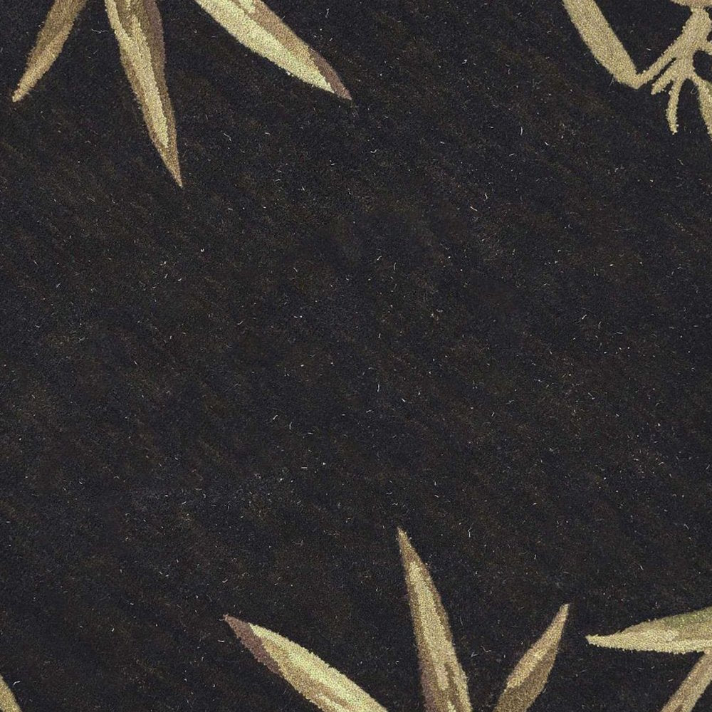 10' Black Green And Brown Wool Tropical Botanical Hand Tufted Runner Rug