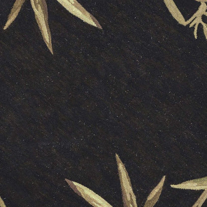 10' Black Green And Brown Wool Tropical Botanical Hand Tufted Runner Rug