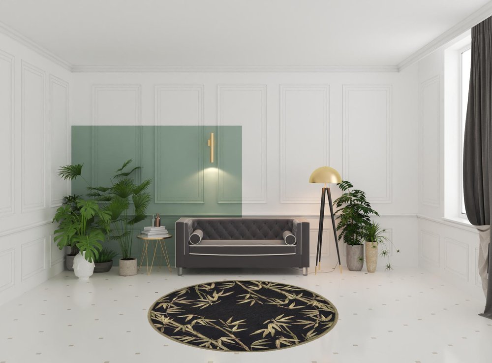 10' Black Green And Brown Wool Tropical Botanical Hand Tufted Runner Rug