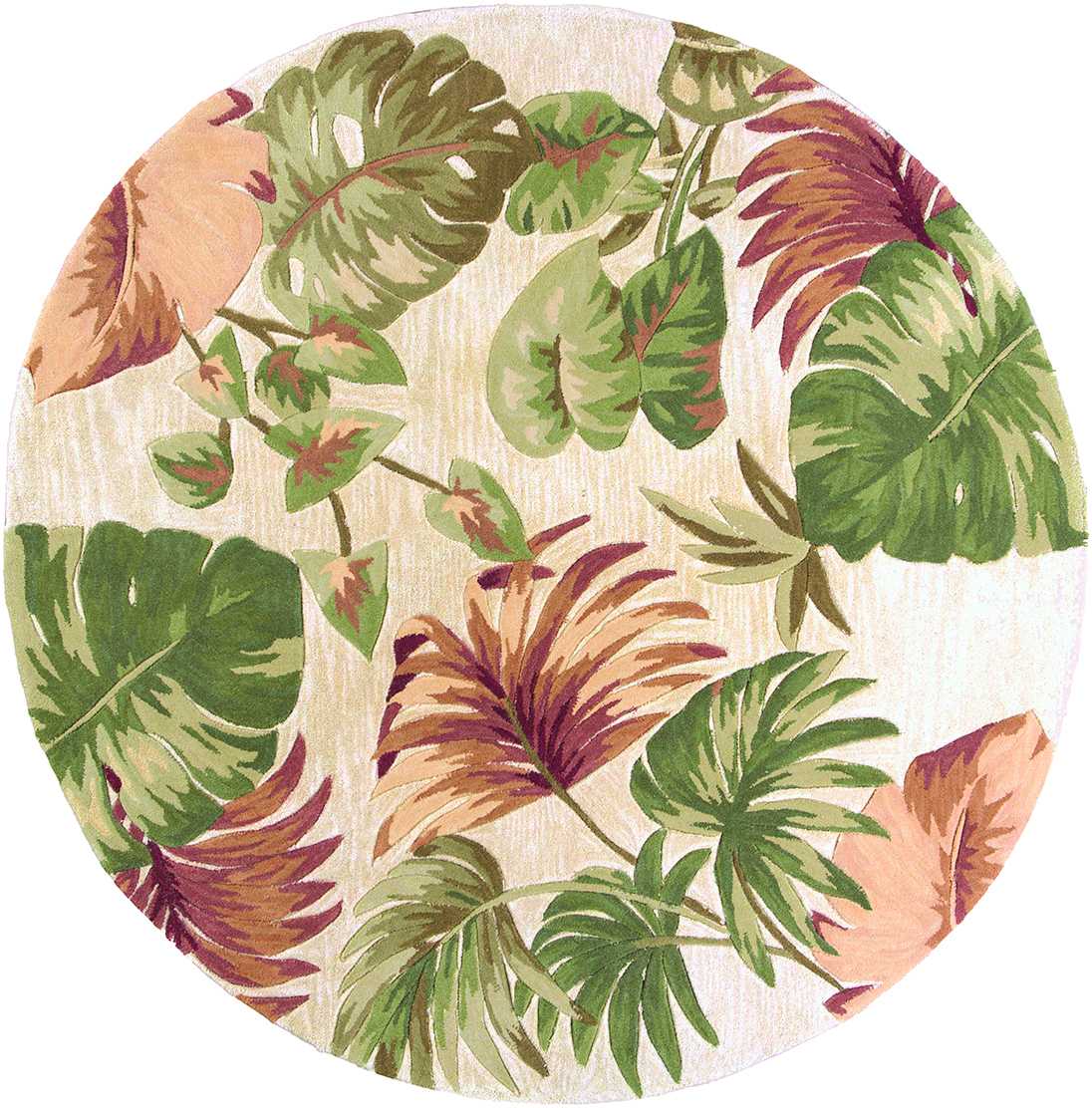 5' X 8' Beige Hand Tufted Tropical Leaves Indoor Area Rug