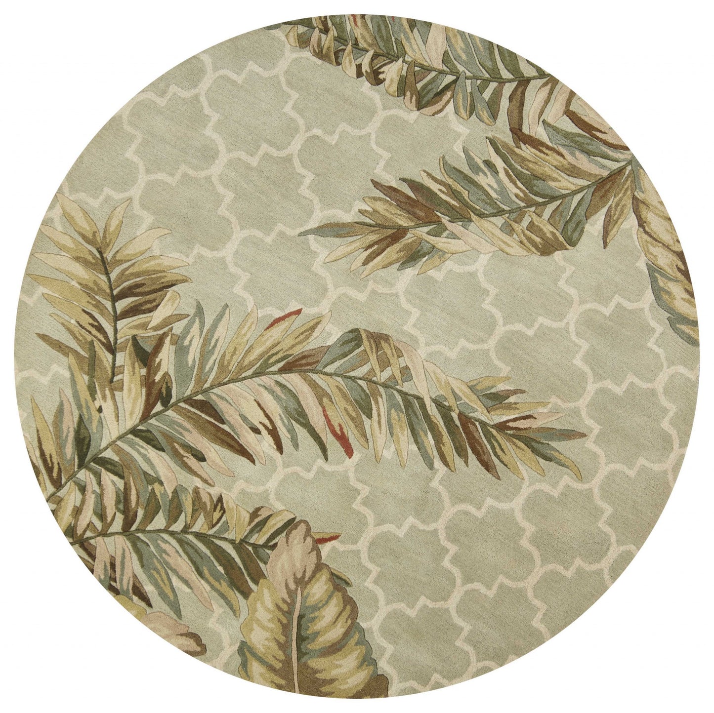 9' X 12' Sage Green Hand Tufted Tropical Quatrefoil Indoor Area Rug