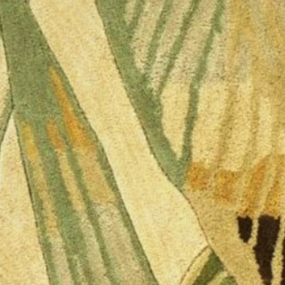 8' X 10' Ivory Teal And Green Wool Tropical Botanical Hand Tufted Area Rug