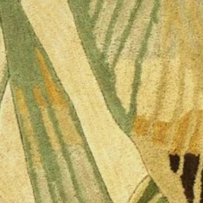 8' X 10' Ivory Teal And Green Wool Tropical Botanical Hand Tufted Area Rug