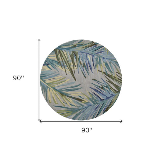 4' X 6' Gray And Blue Wool Tropical Botanical Hand Tufted Area Rug