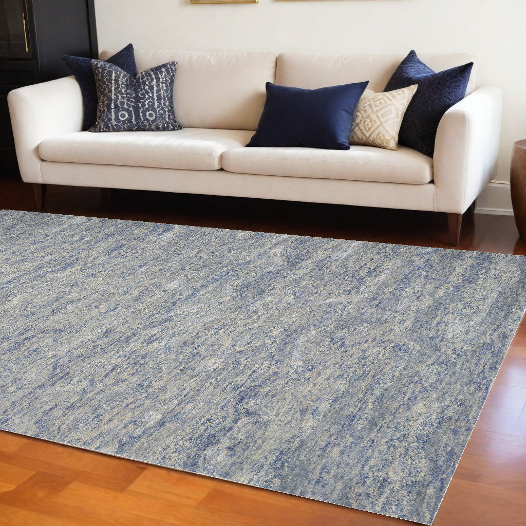 5' X 7' Ocean Blue Hand Tufted Abstract Indoor Area Rug