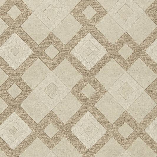 8' X 11' Ivory And Brown Wool Geometric Hand Tufted Area Rug