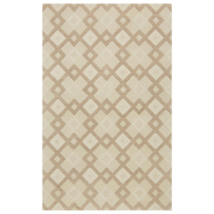 5' X 8' Ivory And Brown Wool Geometric Hand Tufted Area Rug