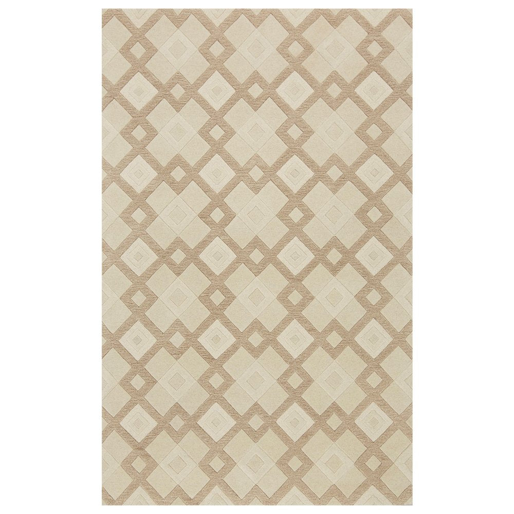 5' X 8' Ivory And Brown Wool Geometric Hand Tufted Area Rug