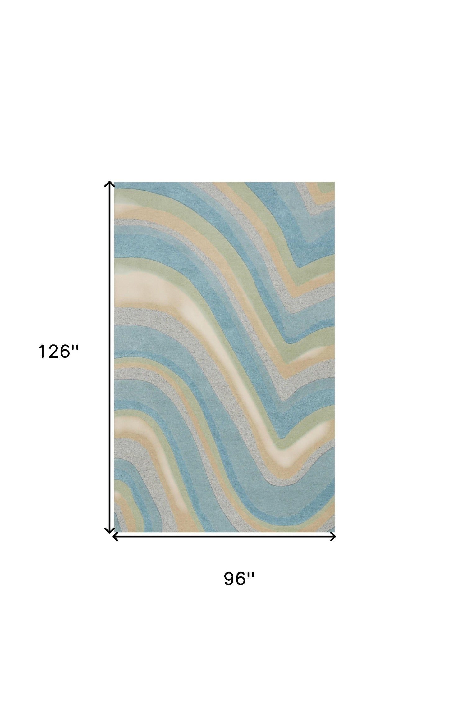 5' X 8' Blue Beige And Green Wool Abstract Hand Tufted Area Rug