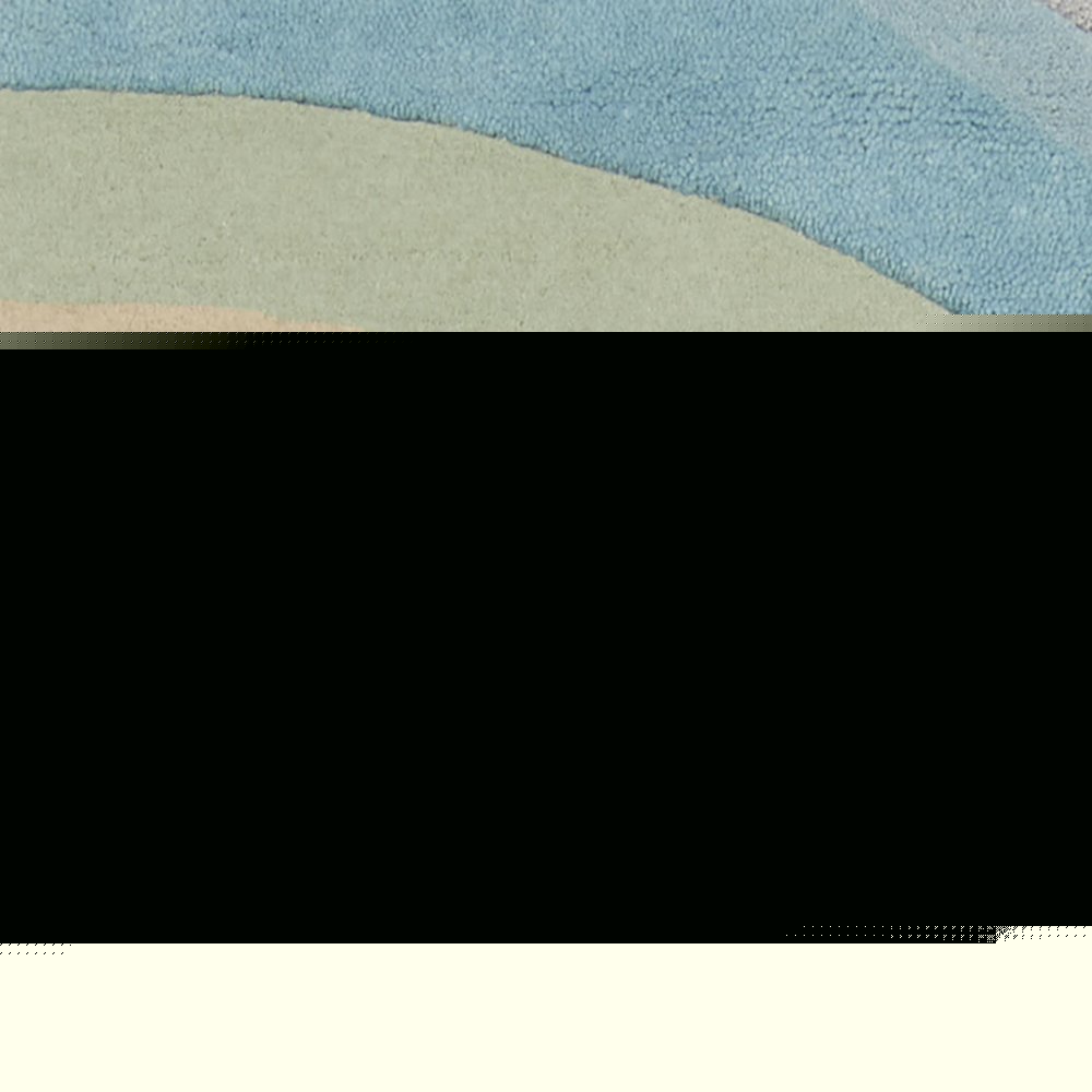 8' Blue Beige And Green Wool Abstract Hand Tufted Runner Rug