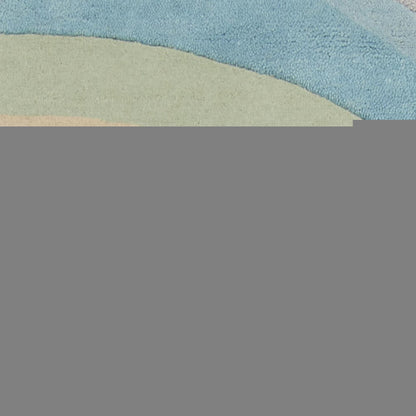 8' Blue Beige And Green Wool Abstract Hand Tufted Runner Rug