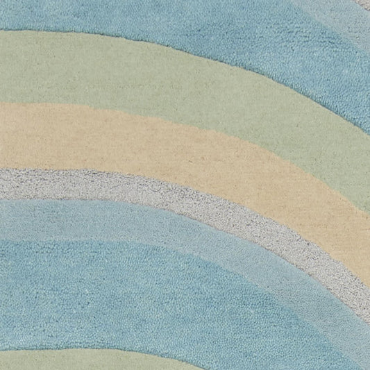 8' X 10' Blue Beige And Green Wool Abstract Hand Tufted Area Rug