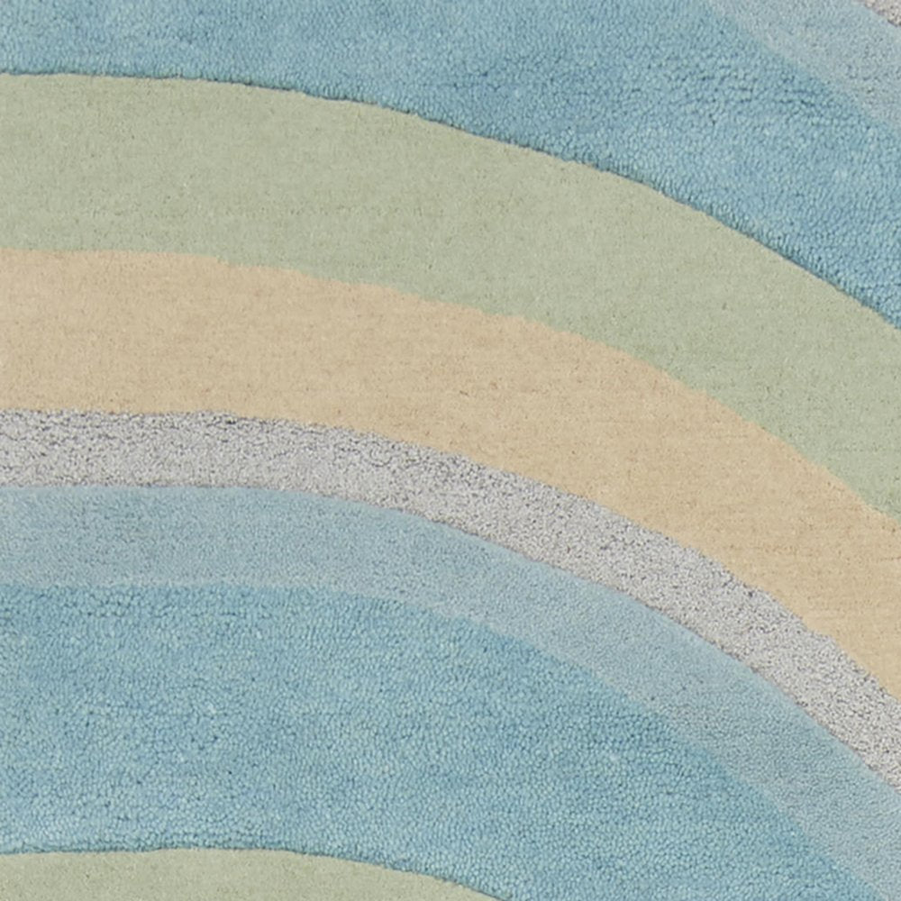 5' X 8' Blue Beige And Green Wool Abstract Hand Tufted Area Rug
