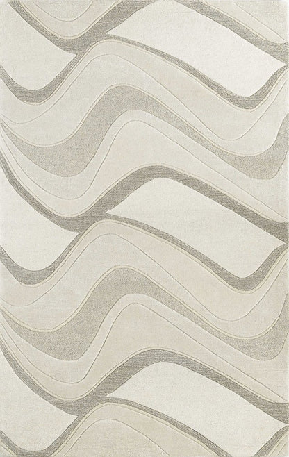 3' X 5' Ivory And Gray Wool Abstract Hand Tufted Area Rug