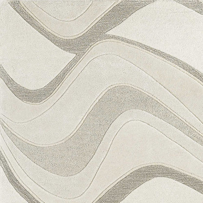 2' X 4' Ivory And Gray Wool Abstract Hand Tufted Area Rug