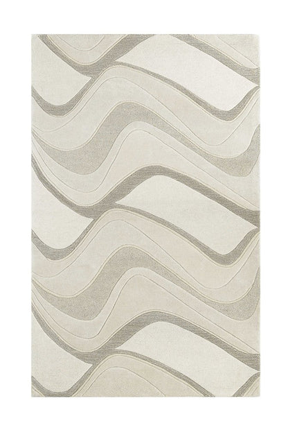 3' X 5' Ivory And Gray Wool Abstract Hand Tufted Area Rug