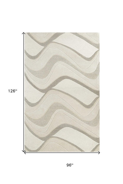 2' X 4' Ivory And Gray Wool Abstract Hand Tufted Area Rug
