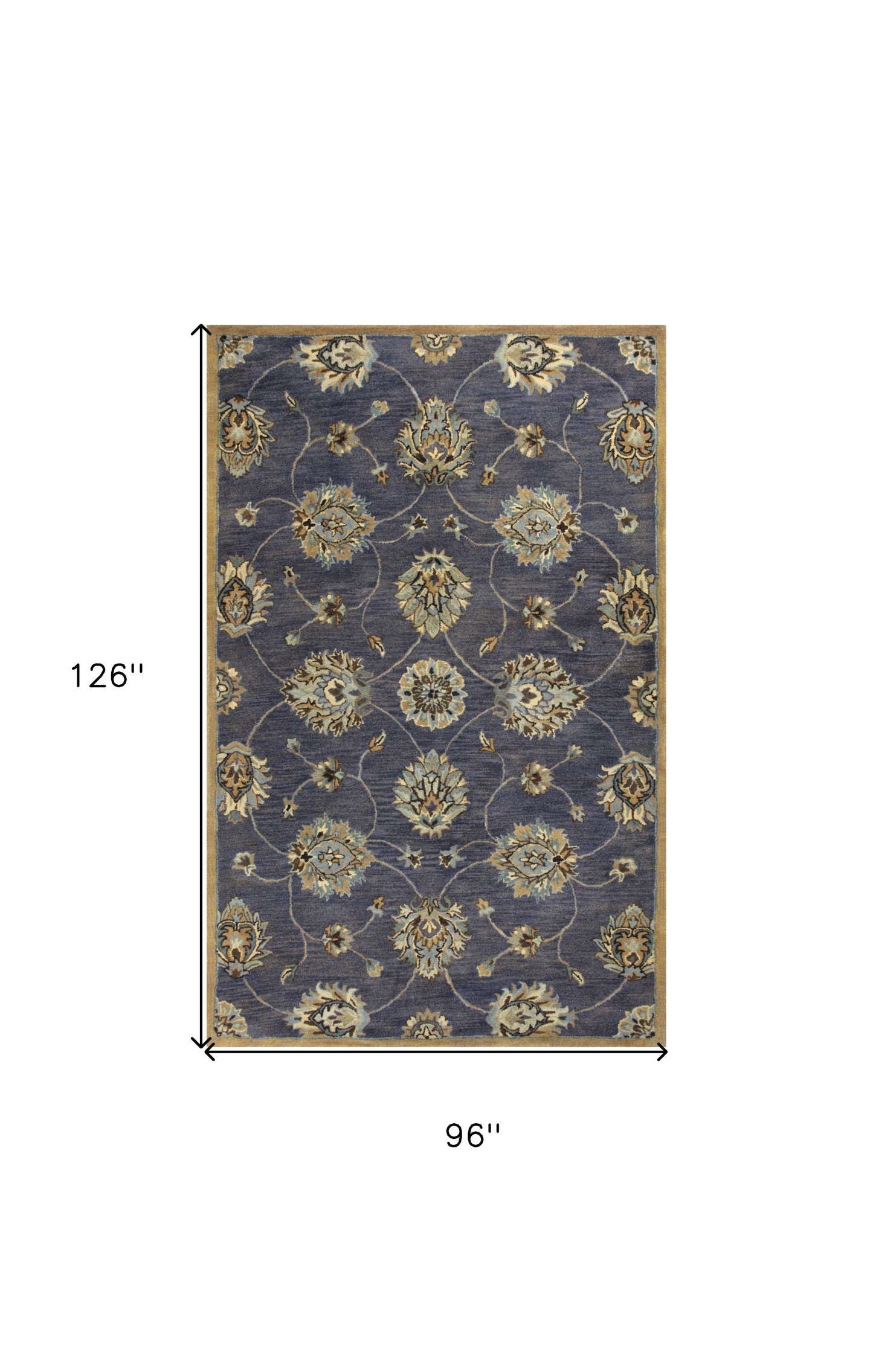 7' Dark Gray Green And Brown Wool Floral Hand Tufted Runner Rug