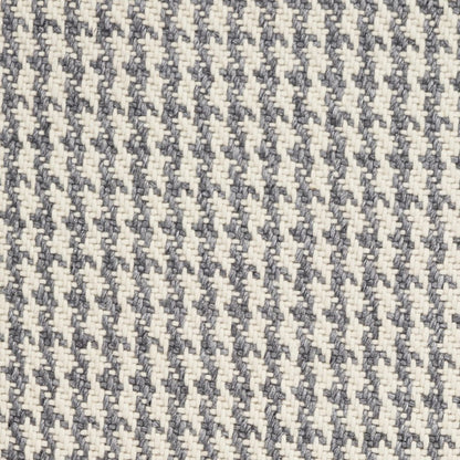 5' X 8' Ivory And Gray Wool Houndstooth Hand Woven Area Rug With Fringe