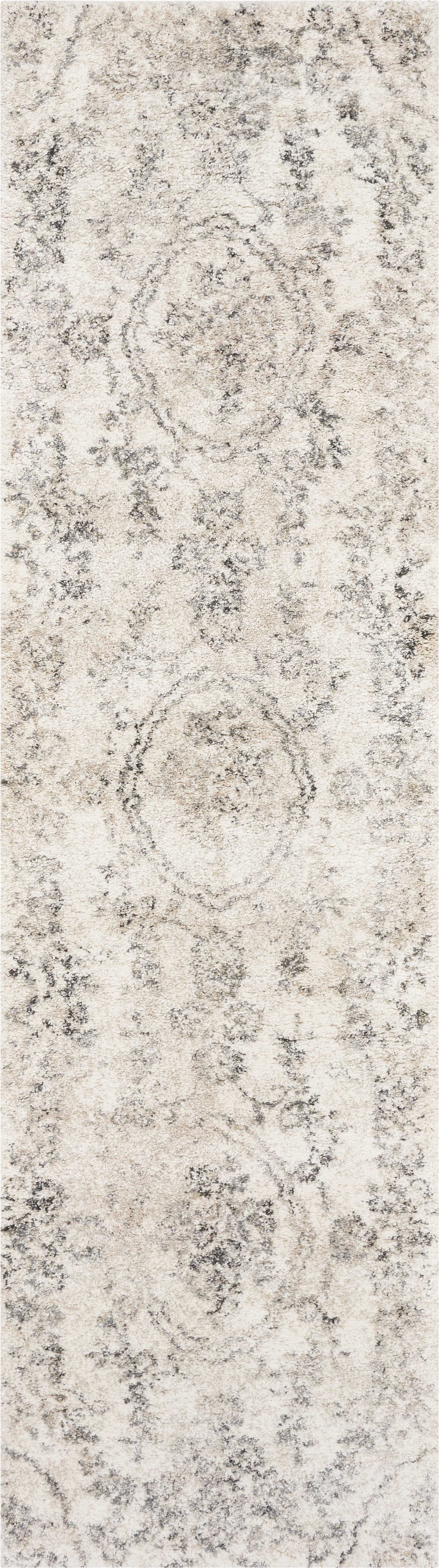 8' X 10' Grey Machine Woven Distressed Floral Traditional Indoor Area Rug