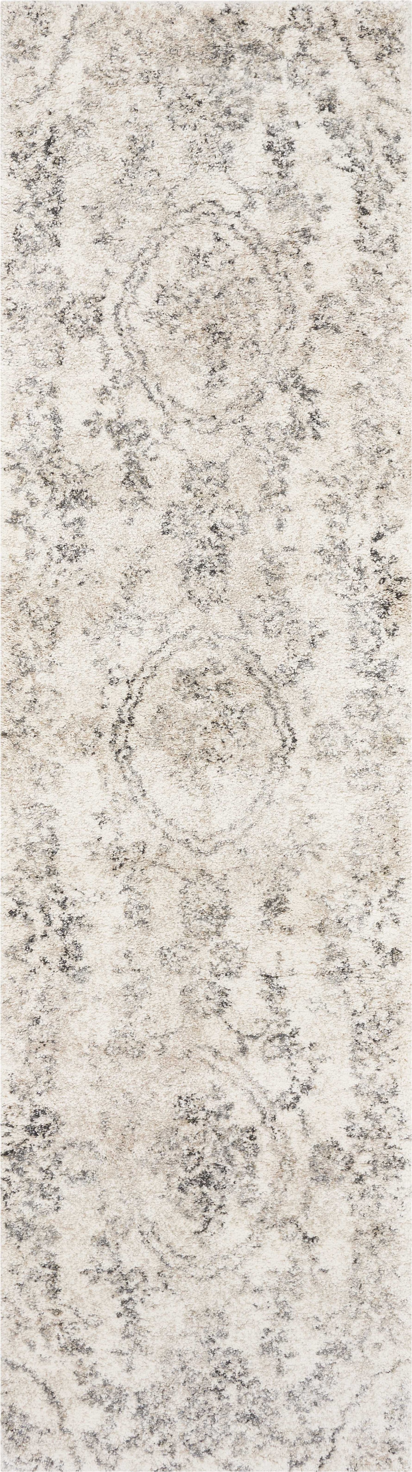 9' X 13' Grey Machine Woven Distressed Floral Traditional Indoor Area Rug