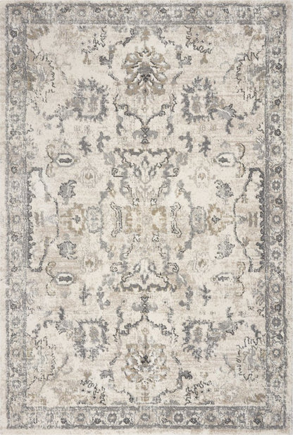 8' X 10' Ivory And Gray Floral Medallion Area Rug