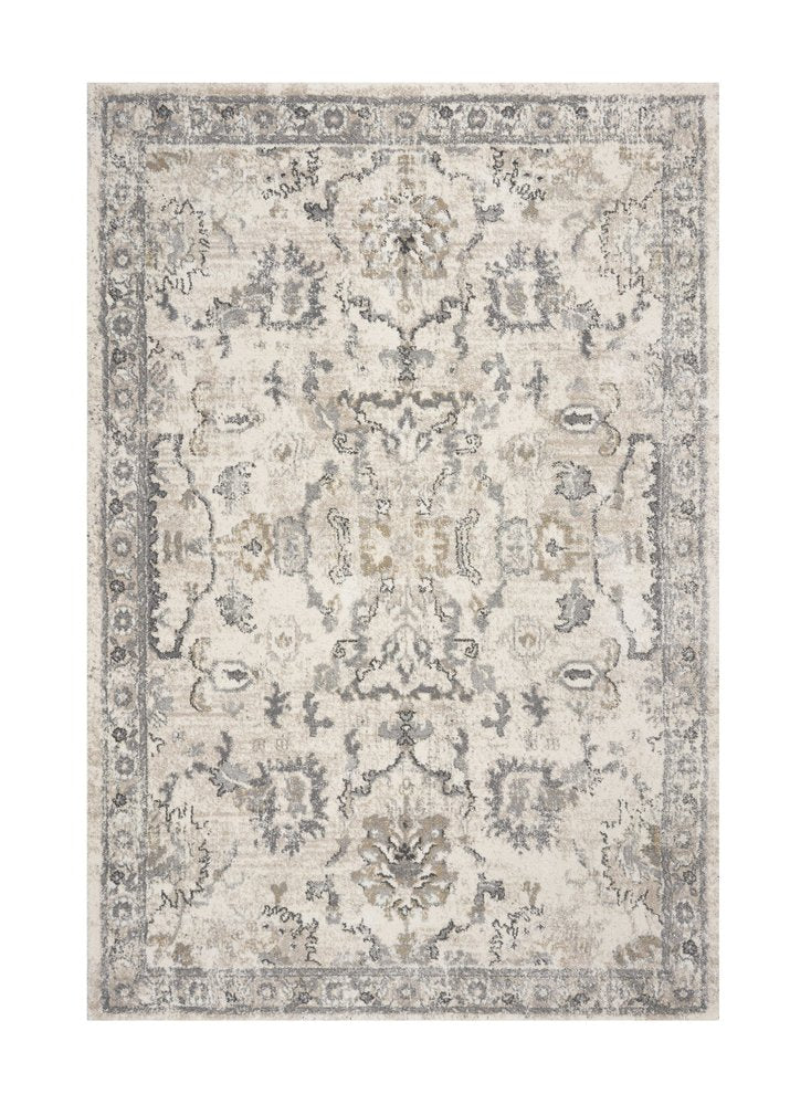 3' X 5' Ivory And Gray Floral Medallion Distressed Area Rug