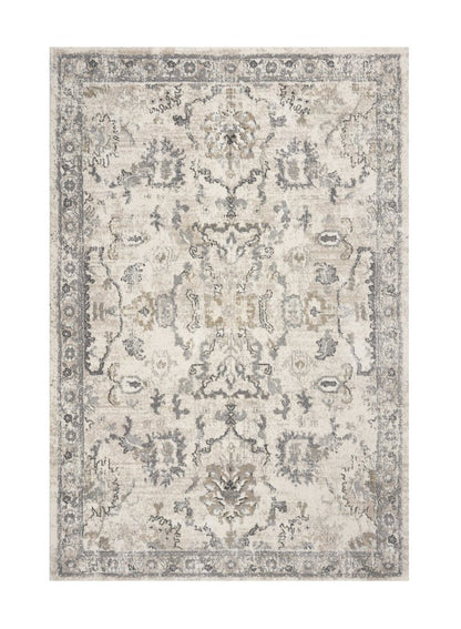 3' X 5' Ivory And Gray Floral Medallion Distressed Area Rug