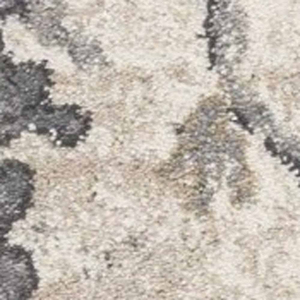 8' X 10' Ivory And Gray Floral Medallion Area Rug