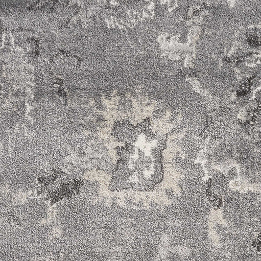 7' Runner Gray Floral Distressed Runner Rug