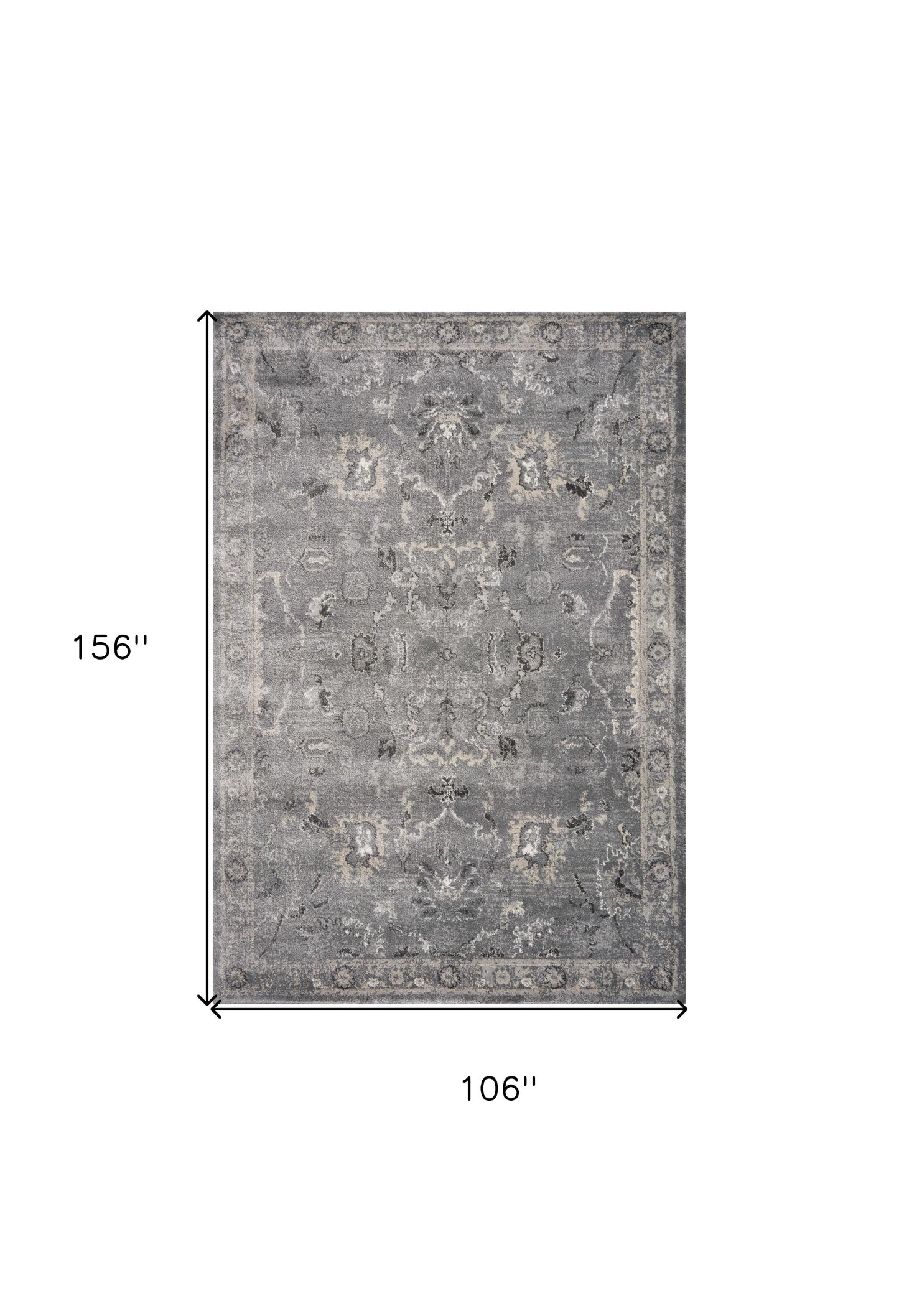 3' X 5' Gray Floral Area Rug