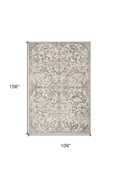 5' X 8' Ivory Floral Vines Area Rug