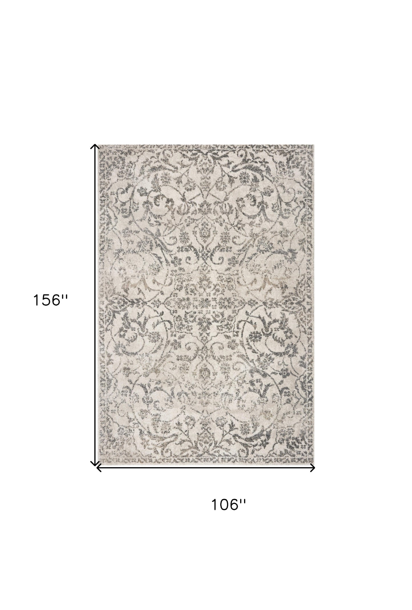 5' X 8' Ivory Floral Vines Area Rug