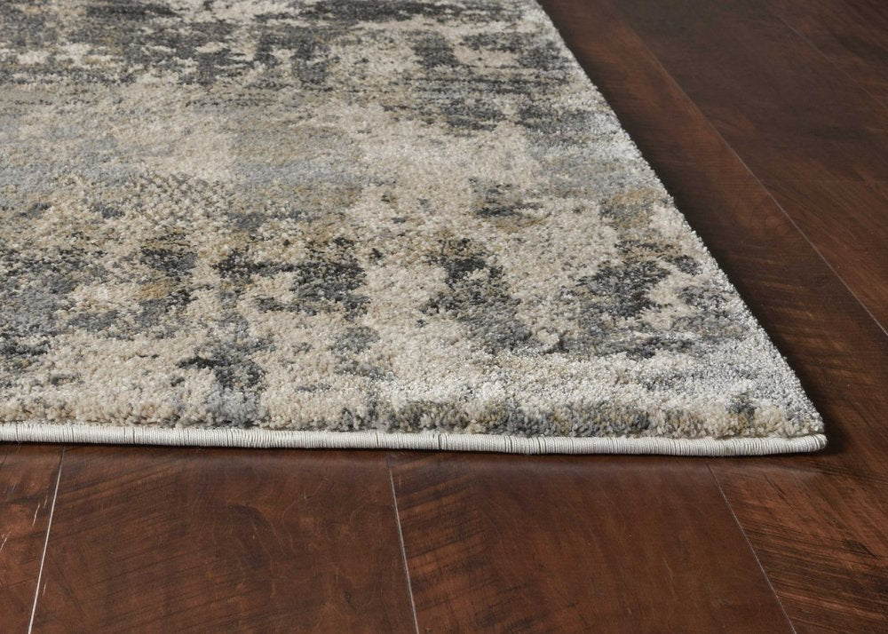 7' X 9' Gray And Tan Abstract Area Rug