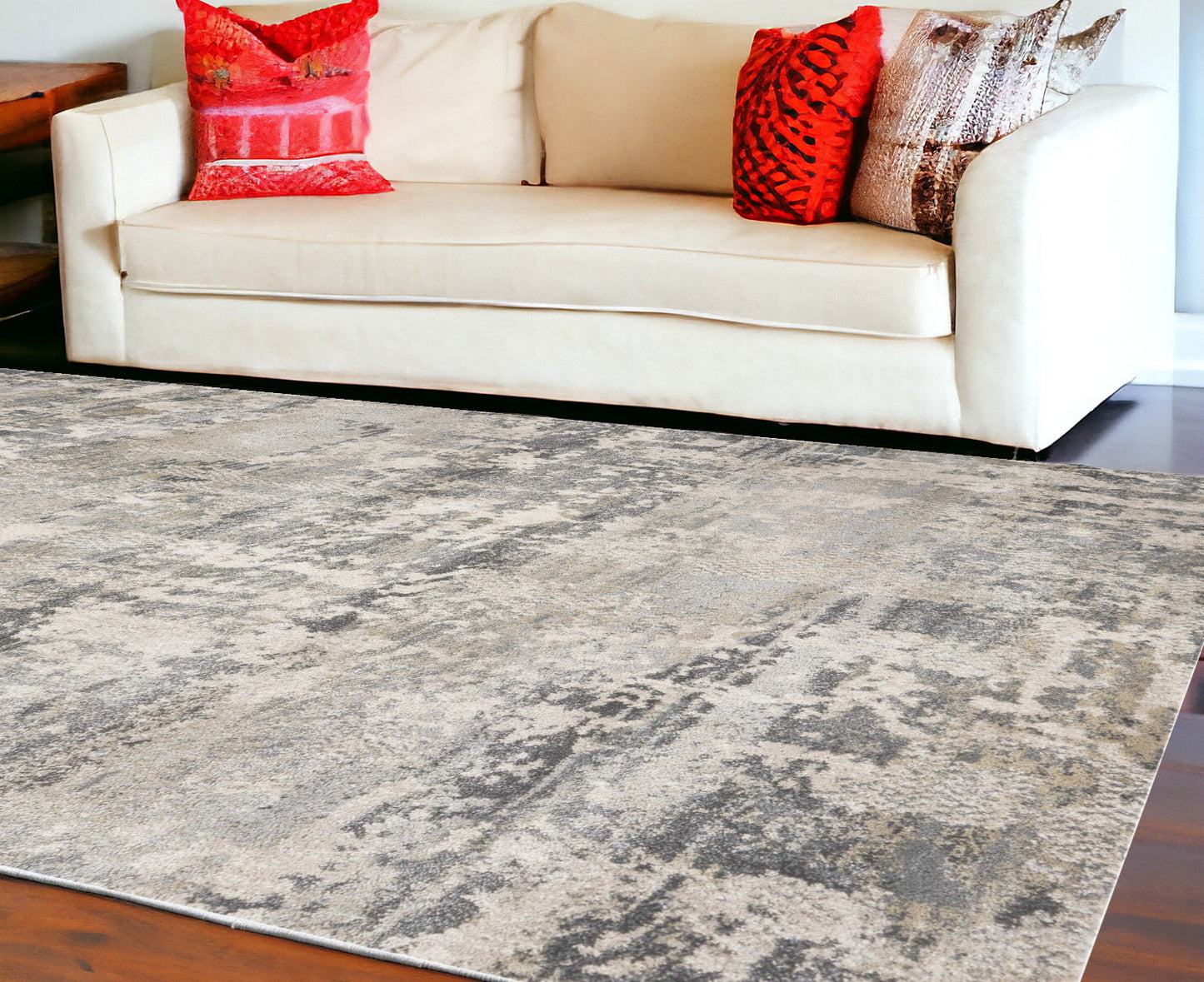 8' X 13' Shade Of Gray Abstract Area Rug