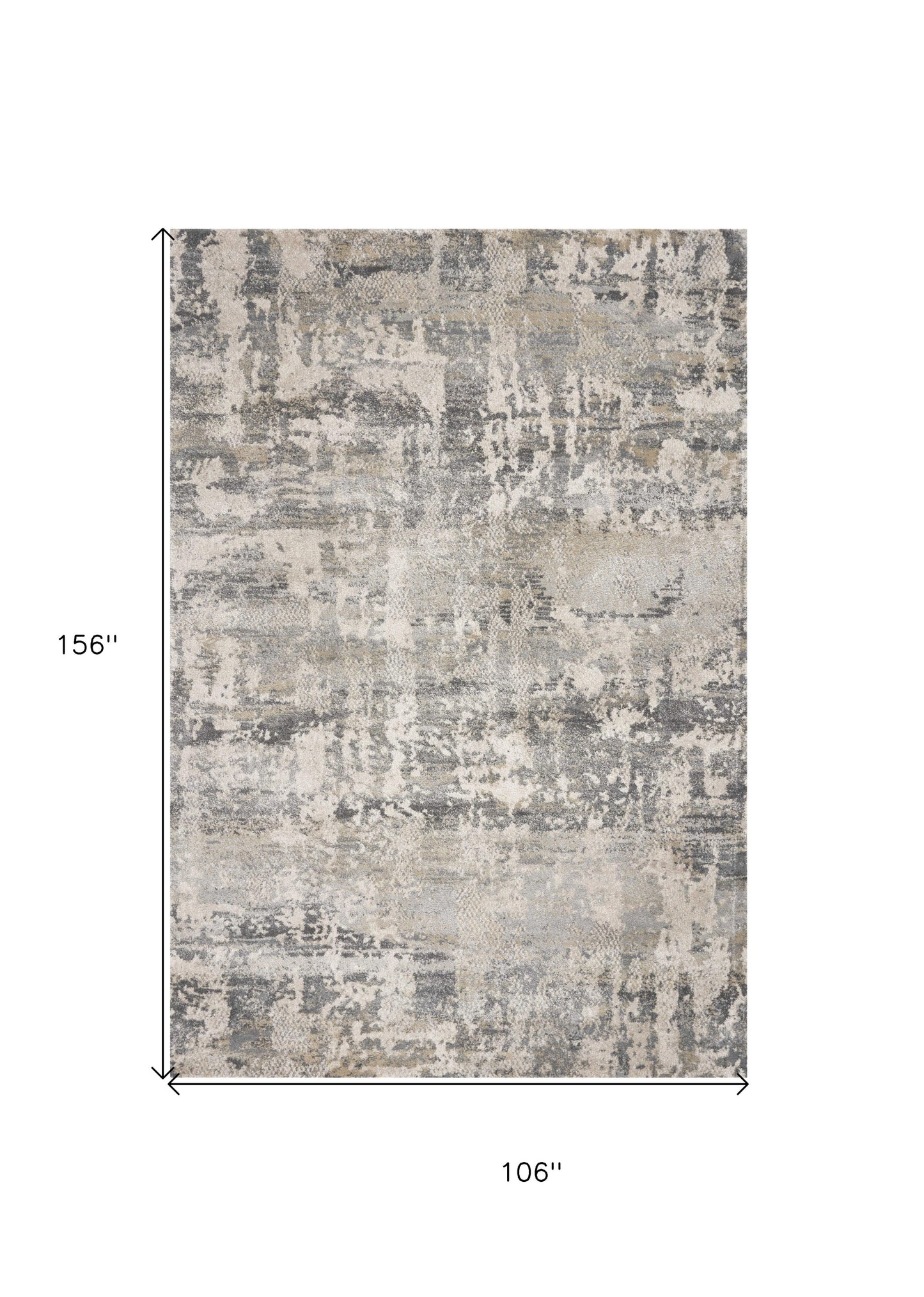 8' X 13' Shade Of Gray Abstract Area Rug