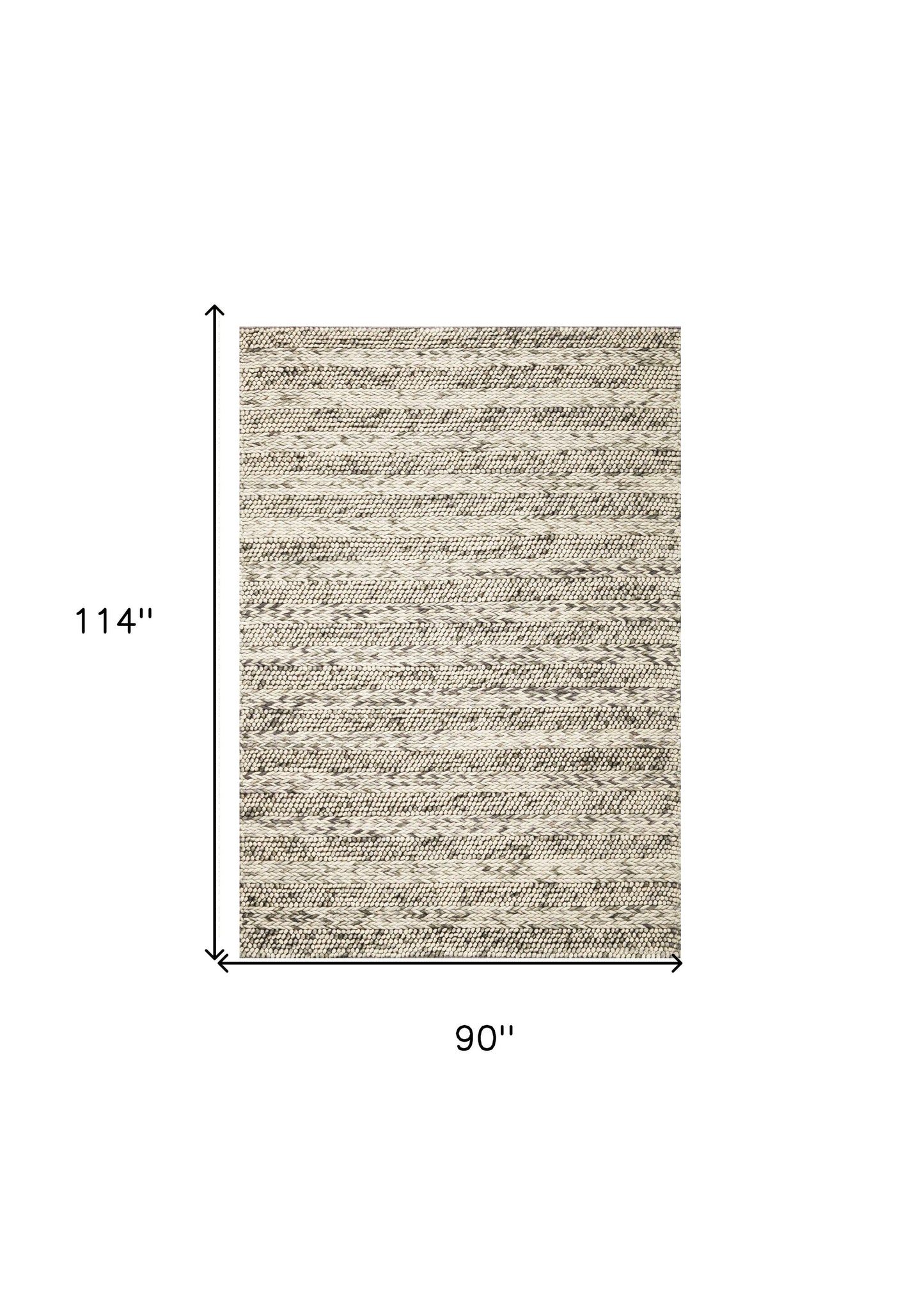 5' X 7'  Wool Grey Area Rug