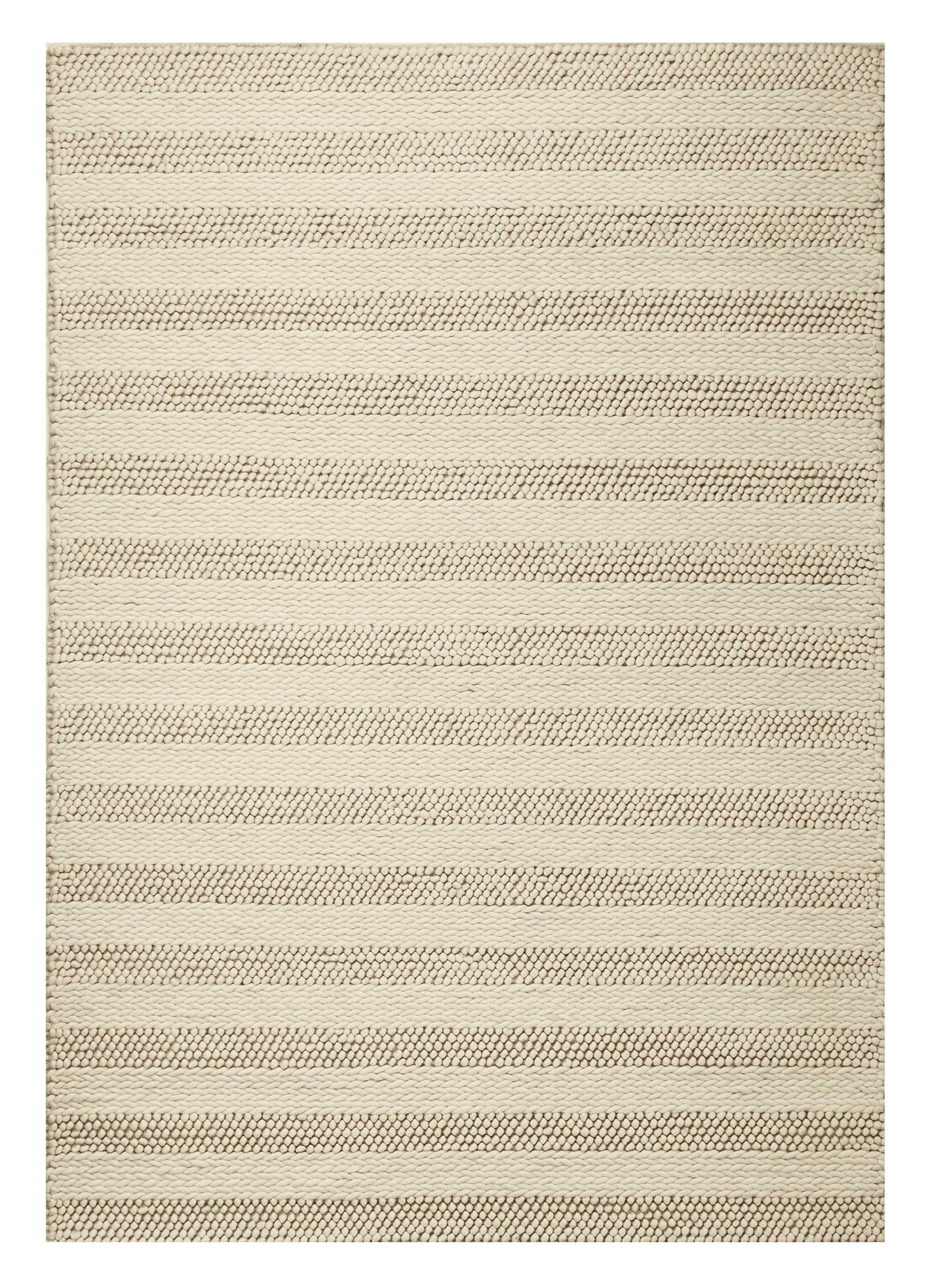 9' X 13' Wool White Area Rug