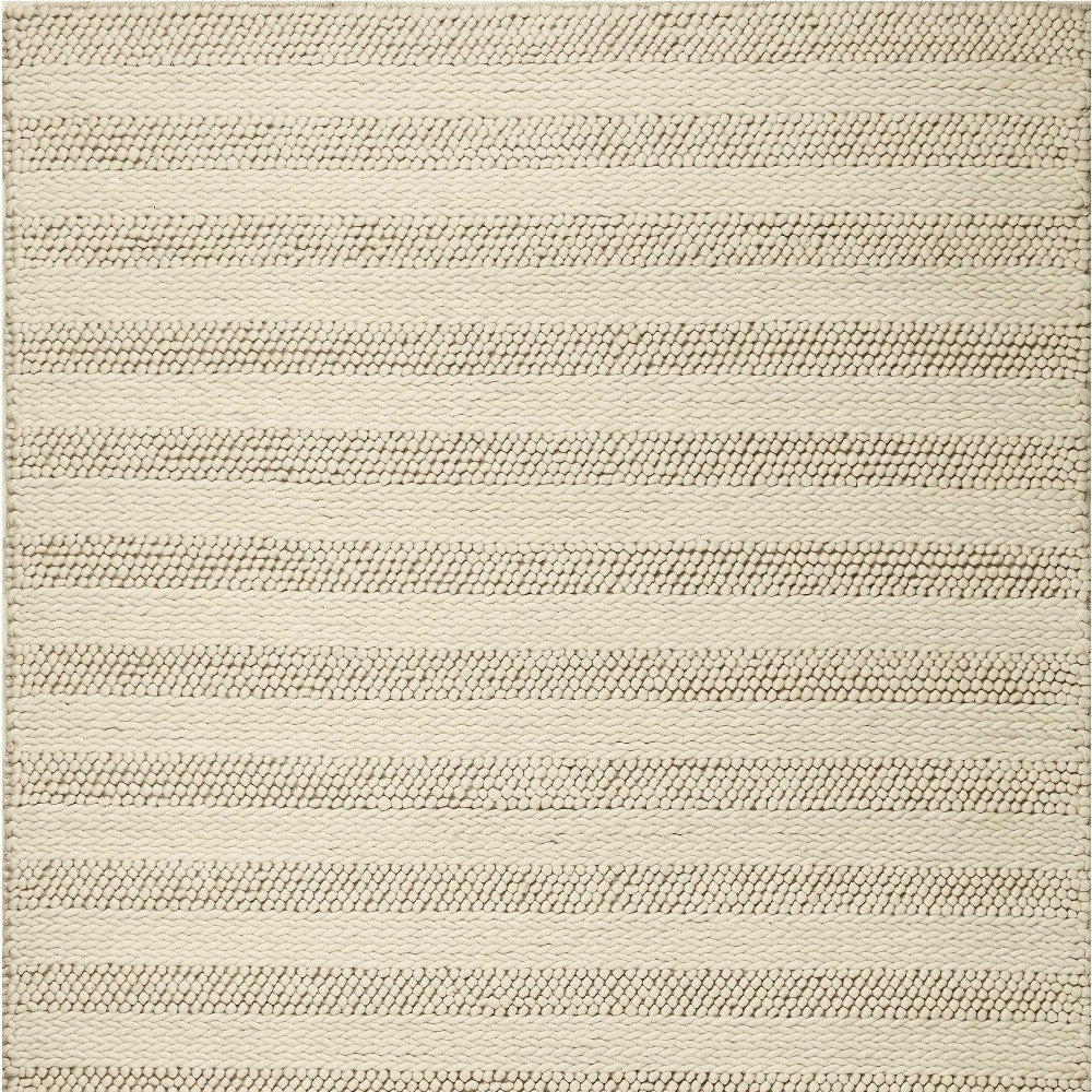 9' X 13' Wool White Area Rug