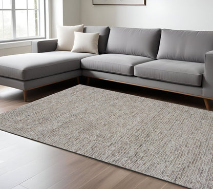 7' X 9' Natural Wool Hand Woven Area Rug