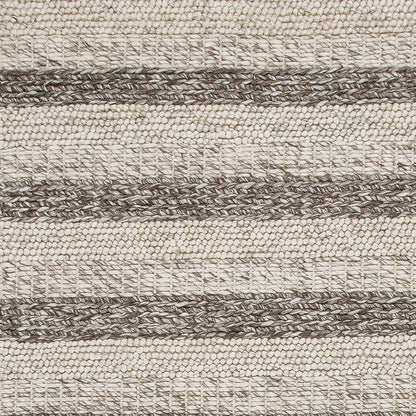 5' X 7' Brown Gray And Ivory New Zealand Lambs Wool Striped Hand Woven Area Rug