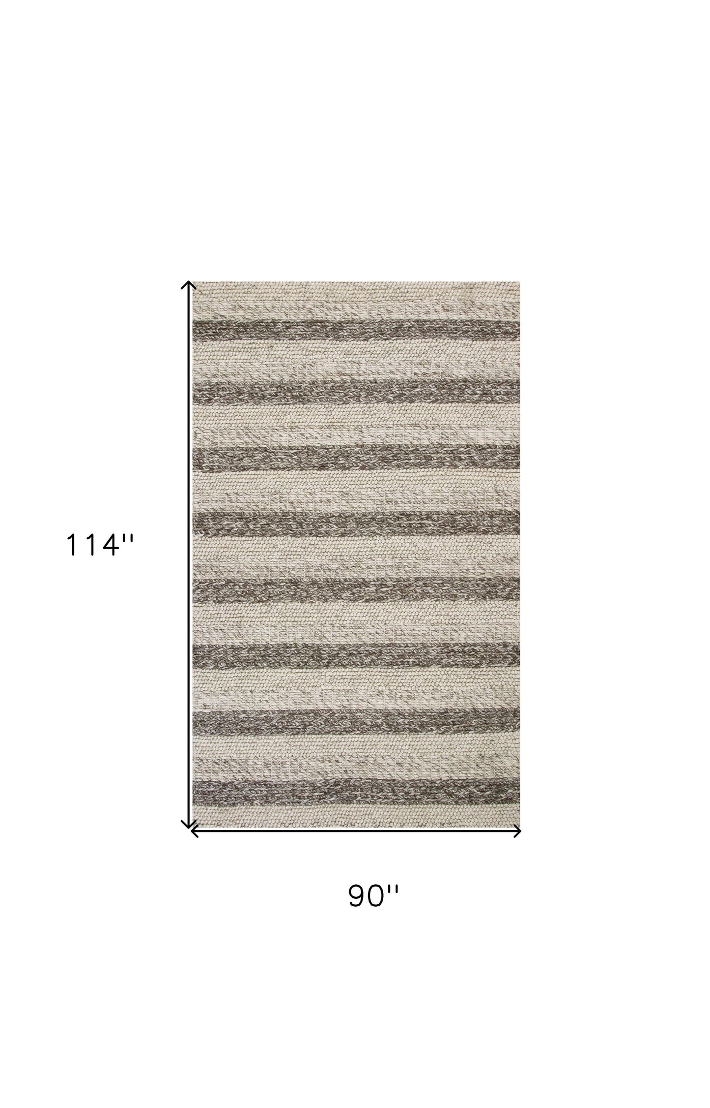 8' X 10' Grey White Hand Woven Knobby Stripes Indoor Area Rug