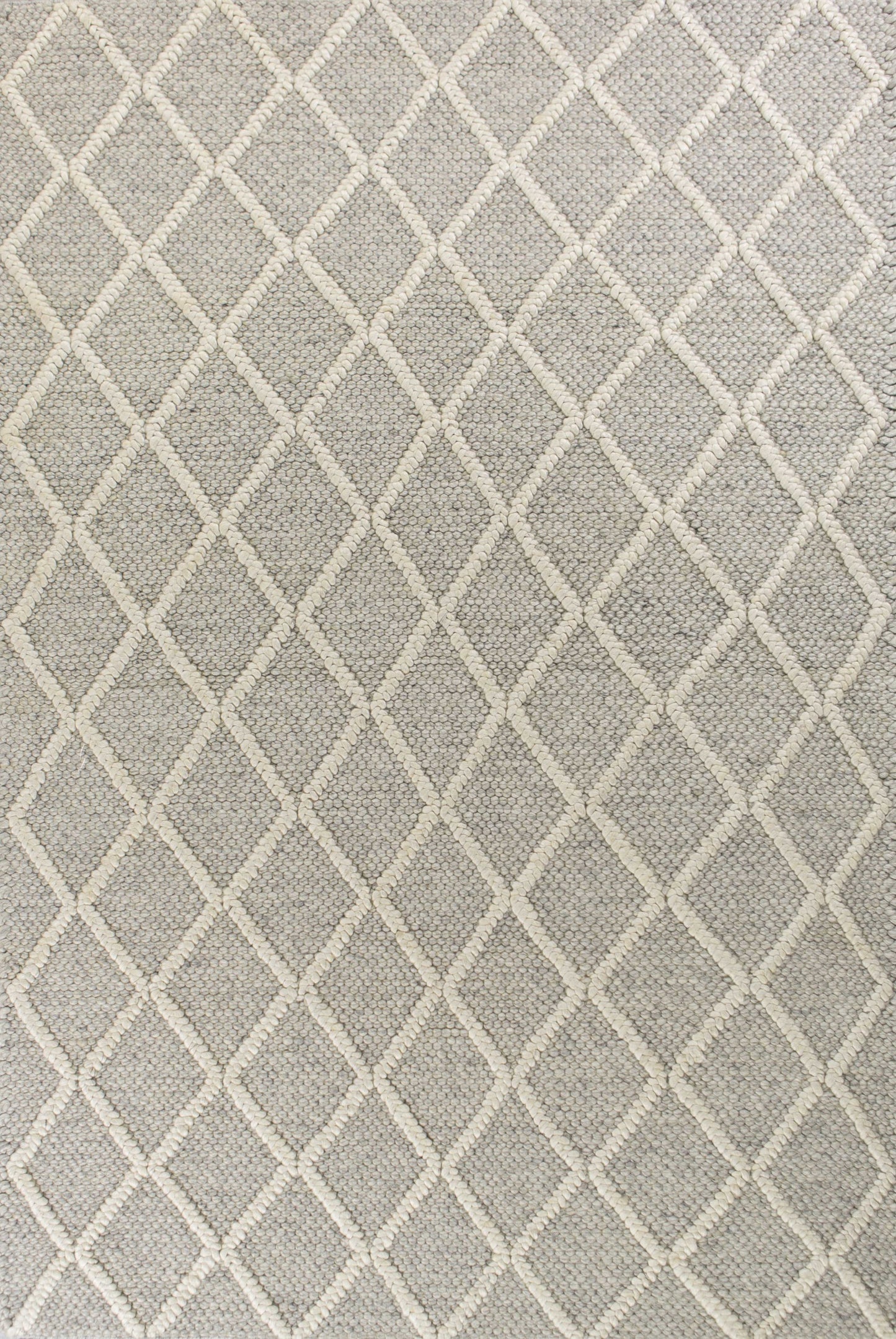 9' X 13' Grey Hand Woven Diamond Pattern Indoor Area Rug