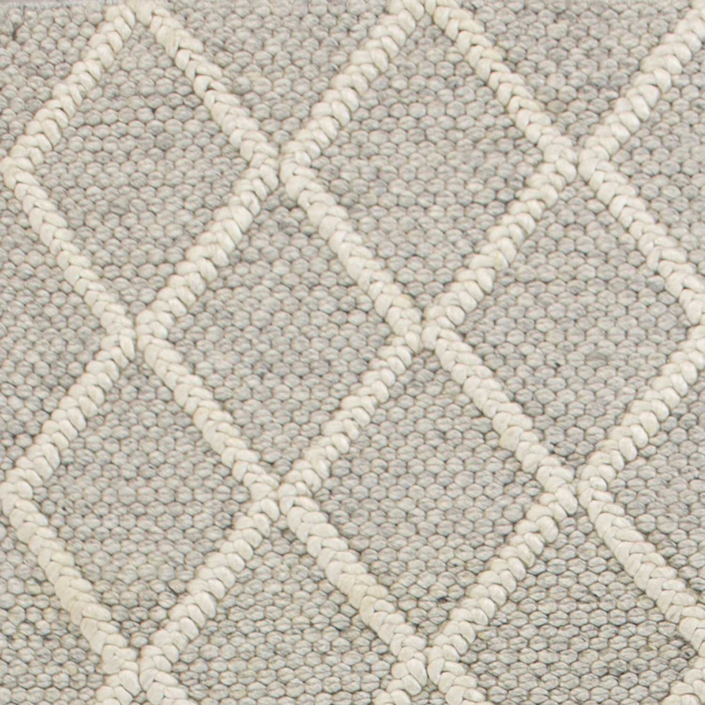 9' X 13' Grey Hand Woven Diamond Pattern Indoor Area Rug