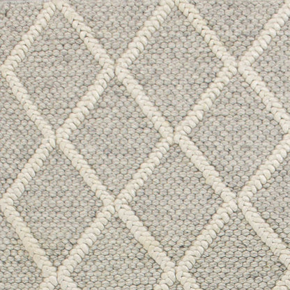 9' X 13' Gray And Ivory Wool Diamond Hand Woven Area Rug